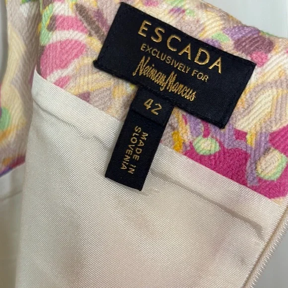 Escada Colorful Paisley Sleeveless Belted Dress 42 or 12 - Picture 8 of 16